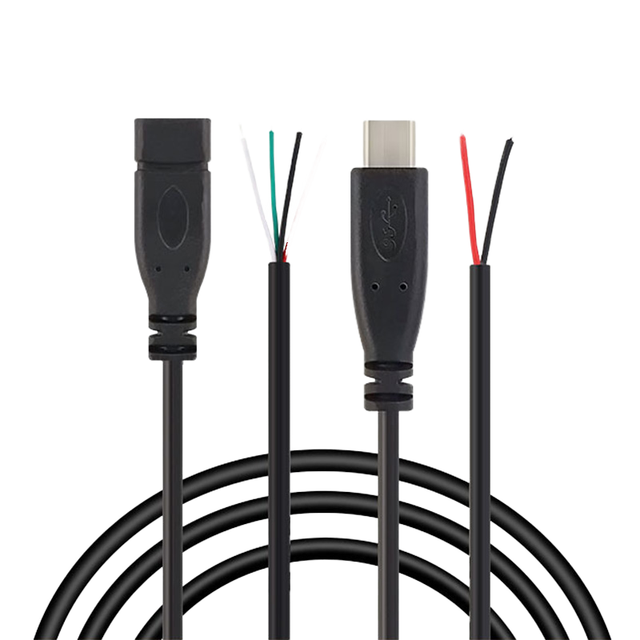 Type C USB Male to Tinned End PVC Wire Pigtail Cable Female 3A Fast Charging for Mobile Phone Computer 22AWG 28AWG 2Core 4core