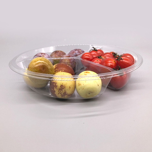 Vassoio per frutta monouso rotondo in plastica per alimenti a 3 scomparti con coperchio - Product Image 2