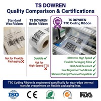 Ruban TTO en résine pleine extrême durabilité 33mm x 600m, résistant aux produits chimiques pour imprimantes Markem Videojet Domino Linx