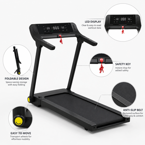 Tapis roulant pliable automatique K-FIT GSTA-4500, 14 km/h, moteur 2,5 CV, <span class=keywords><strong>Bluetooth</strong></span>, Fitshow, MP3, USB, capteur de pouls, écran LED, machine de course à domicile - Product Image 2