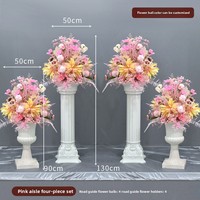 Decoración para Bodas, Hotel, Escenario, Área de Bienvenida, Columnas Romanas, Bolas de Flores, Flores de Seda, Exhibiciones para Escaparates, Estilo Europeo