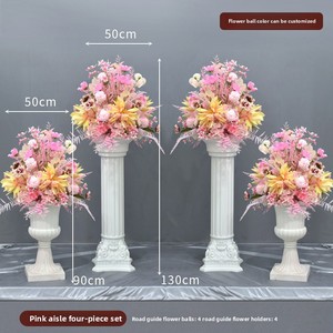 Bruiloftdecoratie hotelpodium welkomstgedeelte Romeinse zuilen bloemenballen zijden bloemen etalagedisplays Europese stijl - Product Image 2