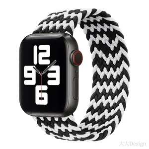 Pulseira malha de nylon para apple watch, bracelete trançado com elástico 3/4/5/6/se
