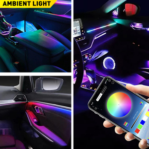 Lampes LED RGB complètes 6 en 1 pour l'intérieur de la voiture, bandes lumineuses acryliques, lampes d'ambiance, commande par application - Product Image 2