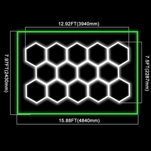 Lumière de <span class=keywords><strong>garage</strong></span> LED hexagonale, lot de 14 lumières en nid d'abeille avec cadre rectangulaire <span class=keywords><strong>vert</strong></span> 6500K pour <span class=keywords><strong>garage</strong></span>, sous-sol, entrepôt, etc. (<span class=keywords><strong>vert</strong></span>) - Product Image 6