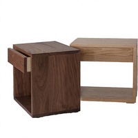 Table de chevet moderne en bois avec tiroir de rangement et étagère ouverte pour petite chambre, appartement, hôtel