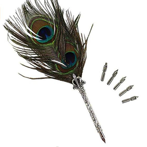 Nuevo diseño de la pluma de caligrafía, regalo de Caja de pluma conjunto hecho a mano antiguo <span class=keywords><strong>Dip</strong></span> de la pluma (pavo real Color)