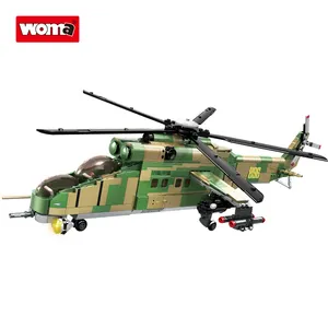 WOMA खिलौने खुदरा बिक्री सैन्य सेना पुलिस सशस्त्र विमान Mi-24 हेलीकाप्टर विमान वायु सेना हवाई जहाज बिल्डिंग ब्लॉक ईंट सेट