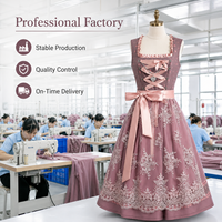 Robe de travail sans manches en polyester brodée de dentelle, antibactérienne, couleur unie, pour festival de la bière, restaurant, Oktoberfest
