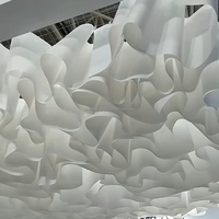 Superbe tissu coréen texturé pour plafond intérieur, blanc, translucide, motif ondulé, personnalisable pour la décoration