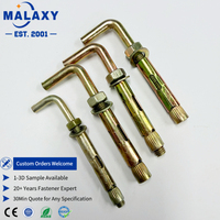 Malaxy Cheville à murs creux en acier au carbone zingué robuste, type L, type O, crochet, boulon Molly M4 M5 M6 M8, cheville de fixation pour cloisons sèches