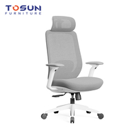 Chaise de bureau ergonomique moderne pivotante avec dossier en maille respirante et appui-tête en mousse pour la maison et le bureau