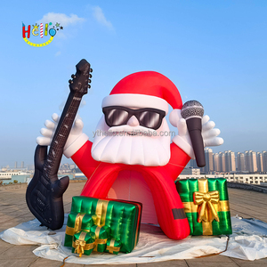 <strong>Customized</strong> <strong>Inflatable</strong> Christmas Blow up Santa Claus <strong>Inflatable</strong> Singing Santa With Guitar <strong>Microphone</strong> and Gift Box - Product Image 4