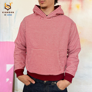 เสื้อฮู้ดดี้ลายทางแบบกลับด้านได้สำหรับผู้ชาย พิมพ์ลายการ์ตูน ผ้าฝ้าย 100% สไตล์ลำลอง สตรีทแวร์ เสื้อสวมหัว - Product Image 3