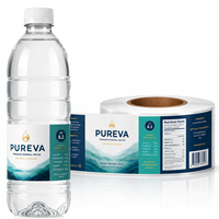 Étiquette adhésive personnalisée écologique pour bouteille d'eau minérale, autocollant imperméable en feuille d'or métallique BOPP PET pour emballage de bouteille de boisson