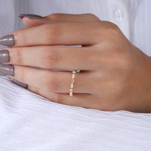 Anillo de Eternidad de Oro Amarillo con Diamantes de Corte Mixto para Mujer, Elegante y Delgado, para Aniversario de Bodas, Joyería Fina Moderna - Product Image 5