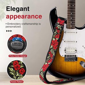 Sangle de guitare florale Lekato, 2 pouces de large, extrémités en cuir, pour guitare acoustique, électrique et basse, sangle pratique - Product Image 6