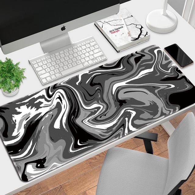 Computer Mouse Pad Gamer Strata Liquid Mousepad 900x400 XXL Black & White Large Mouse Mat Carpet PC Desk Mat Keyboard Pad