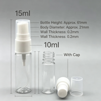 Botol Semprot Plastik Transparan 15ml 10ml dengan Tutup Pompa Tekan, Atomizer Parfum Kosmetik Mini Isi Ulang