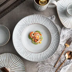 İskandinav tarzı seramik sofra seti yaratıcılık salata tabakları yemek tabakları restoran seramik yemek takımları