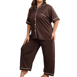Ensemble de pyjama pour femmes grandes tailles, respirant, avec cordon de serrage, manches longues, chemise et pantalon, ensembles de détente doux, bas de pyjama avec poches - Product Image 6