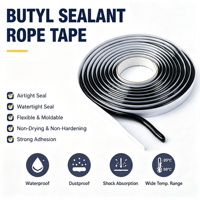 Cordon d'étanchéité butyle 7,52 mm pour phares, ruban adhésif butyle pour vitres, colle butyle en spirale pour réparation de fuites de véhicules, camping-cars et bateaux