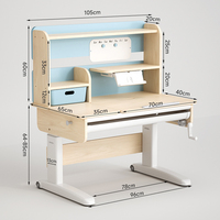 Table de lecture pour enfants DELUX moderne en bois, réglable en hauteur, avec étagère et chaise de bureau ergonomique pour chambre d'enfant