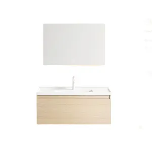 Vendita calda di lusso bagno a parete lavello specchio lavello in ceramica lavabo in legno colore mobile