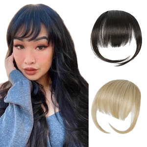 <span class=keywords><strong>Frange</strong></span> droite synthétique naturelle, effet cheveux humains, en fibre haute température, marron, pour femme, à clipser, pleine <span class=keywords><strong>frange</strong></span> - Product Image 2