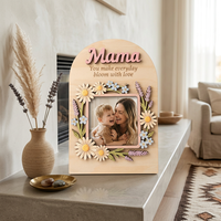 Bingkai Foto Kayu Hari Ibu Grosir Nenek Mama 10x15cm Potongan Laser Motif Bunga Buatan Tangan Cetak Digital Personal A4