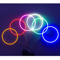 2 pièces éclairage annulaire Led, Cob 5W-10W, pour voiture, diamètre ampoule 100mm, lampe brillante, Orange, bleu, rouge, vert, blanc