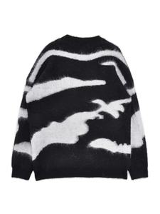 Maglione lavorato a maglia da donna per tutte le età moderni ultimi materiali eco-compatibili che promuovono la sostenibilità con fiocco a strisce zebrate - Product Image 3