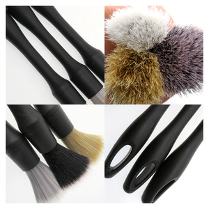Lot de 3 brosses de détail avec poils de sanglier naturels Brosse de détail pour l'intérieur de l'automobile avec poils synthétiques Brosse à plumeau pour tableau de bord de voiture - Product Image 3