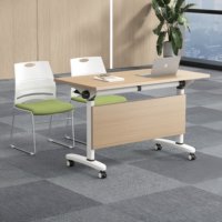 HYZ-245X Table de réunion et de formation pliante en bois avec chaises, combinable, longue, mobile, à roulettes, multifonctionnelle, usage commercial