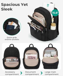 College <b>Laptop</b> <b>Backpack</b> Travel <b>Backpack</b> for Women Quilted Casual Daypack Water-Resistant Book Bag - Product Image 3