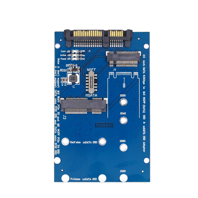 TISHRIC 2.5 Inch for SATA MSATA M.2 NGFF SSD Adapter 6.0Gbp/s Support 2-in-1 Converter Card for PC Laptop Desktop