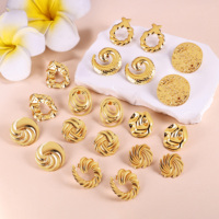 Boucles d'oreilles carrées géométriques martelées classiques tendance en acier inoxydable plaqué or 18 carats HOVANCI Minimalist