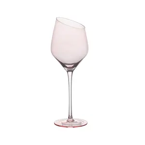 Hot bán retro sang trọng Phun màu hồng bevel cắt cao cấp rượu vang thủy tinh stemware