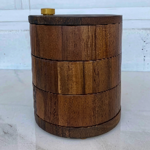 Pot à sel en bois, récipient à épices en bambou, pot à assaisonnements à couvercle rotatif, rangement rond pour comptoir de cuisine, manuel - Product Image 1