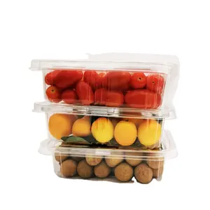 Caja de plástico transparente Rectangular, contenedor para galletas, dulces, fresa, Blíster