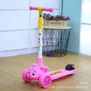 Kids Scooter 3 In 1 Foldable Height Adjustable Musical For 2-8 Years Old Children Pink Color With Fun Design - Product Image 1