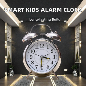 Reloj despertador de escritorio plateado moderno de 4 pulgadas para niños, luz nocturna creativa, efecto amanecer, cuarzo, mesa inteligente, Metal, encontrar niños - Product Image 2