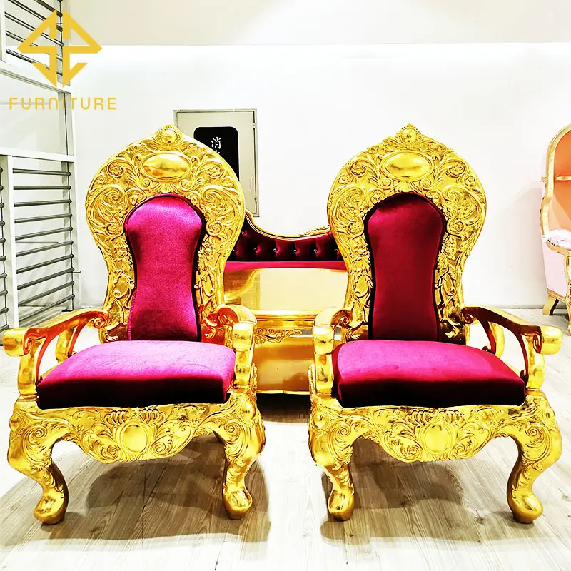 Lüks kraliyet otel kırmızı düğün kral taht sandalye satılık