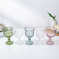 Verres en verre coloré gaufré de style européen, pressés à la machine, motif floral vintage, pour les fêtes