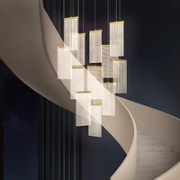 Lampe moderne simple en acrylique carré, villa, hôtel, escalier, grande décoration, lumières LED dorées