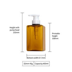 Square Shape 500ml PET Plastic Body Lotion Pump <strong>Bottles</strong> 450ml Empty <strong>Shampoo</strong> and Shower Gel Packing Container for Salon Use - Product Image 5