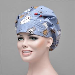 Sombreros DE <span class=keywords><strong>TRABAJO</strong></span> ajustables para mujer con banda para el sudor Gorro de enfermera de <span class=keywords><strong>trabajo</strong></span> Bouffant de algodón - Product Image 4