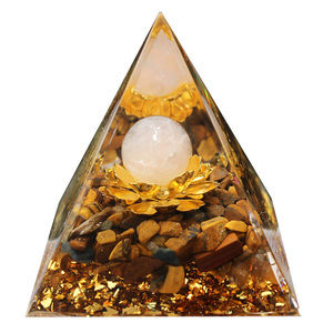 Rose <b>Crystal</b> <b>Ball</b> Tiger Eye Crushed Stone Pyramid Resin Epoxy Craft Desktop Ornament Feng Shui Living Room Decor - Product Image 5