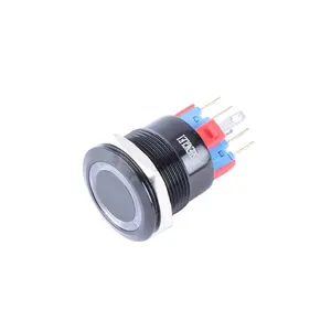 SHENGLEI 22mm Black Housing Ring Led with lamp voltage of 12V Metal Push Button Switch 6 Pins Waterproof IP67