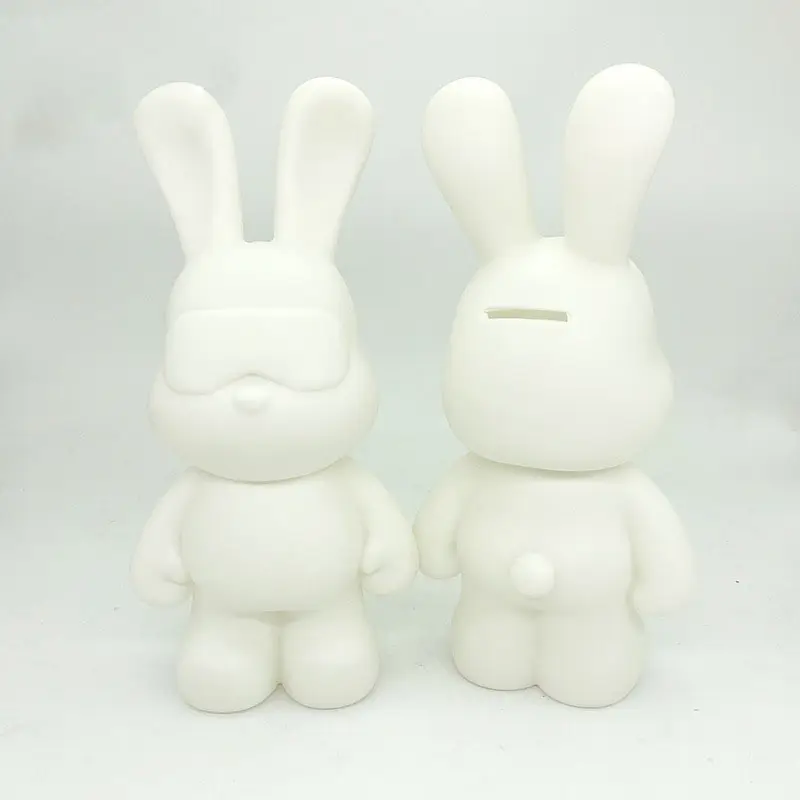페인트 유체 토끼 돈 은행 비닐 흰색 배아 유체 인형 공예 DIY 유체 토끼 홈 장식